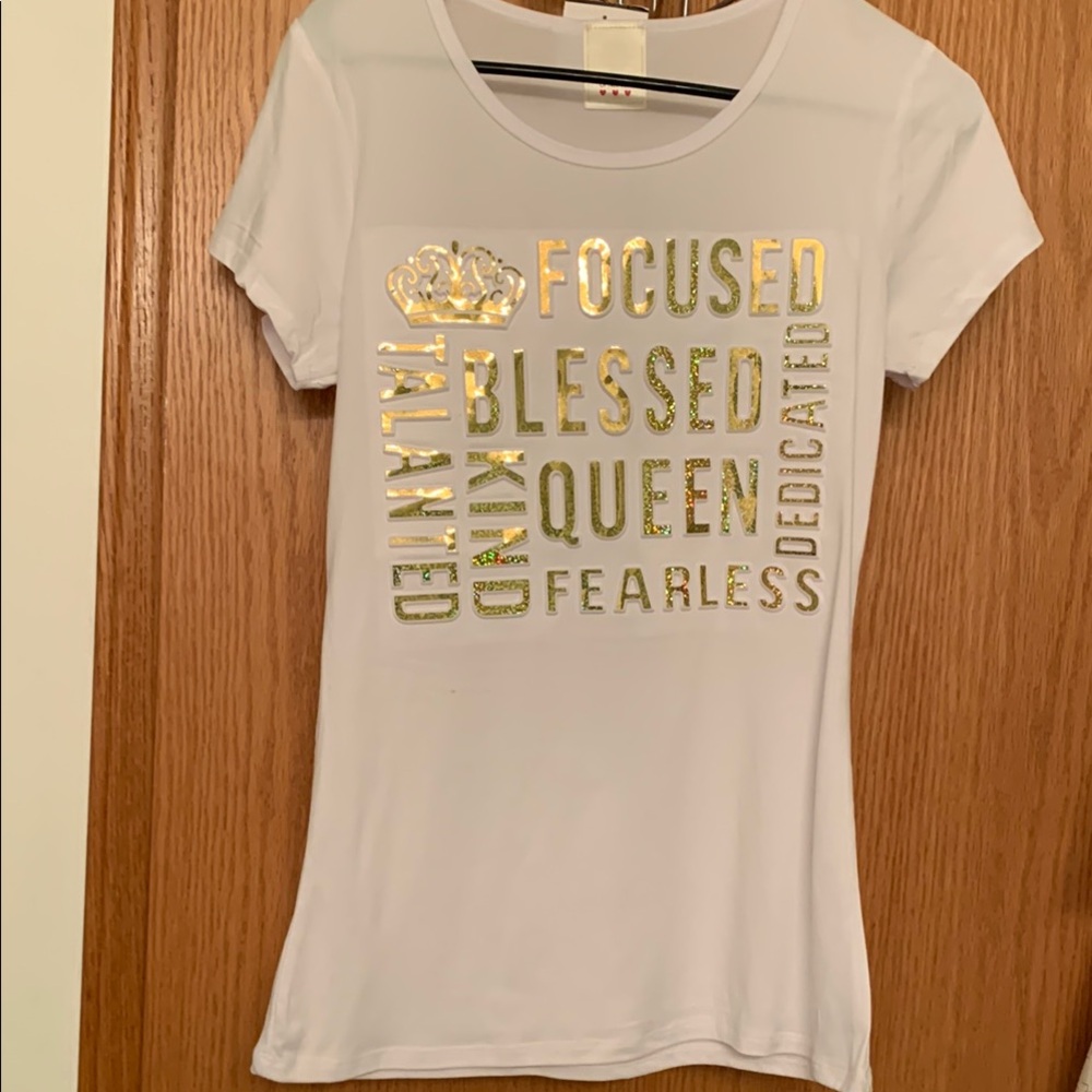 White and Gold 3D Graphic Women's Top
